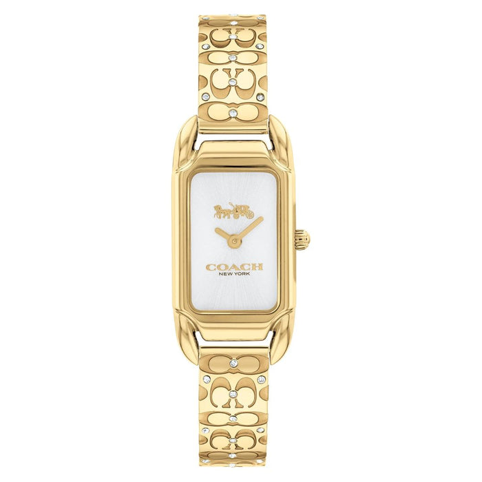 Coach Women’s Rectangular Quartz Watch – Gold Tone Bracelet with Crystal Details 14504196 - Authentic
