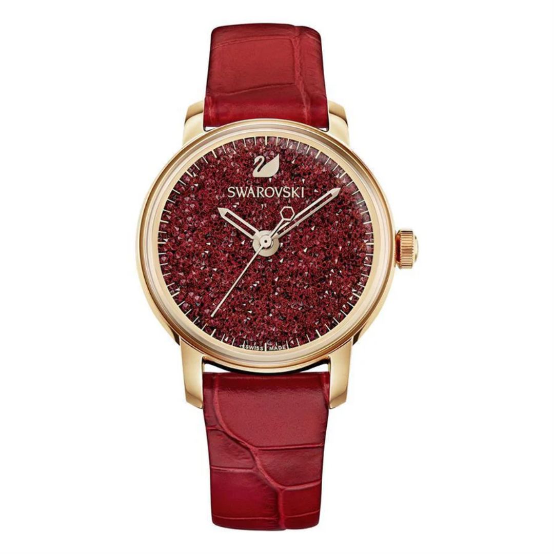 Swarovski Crystalline Glam Red Leather Watch 5295380 - Authentic — Mr ...