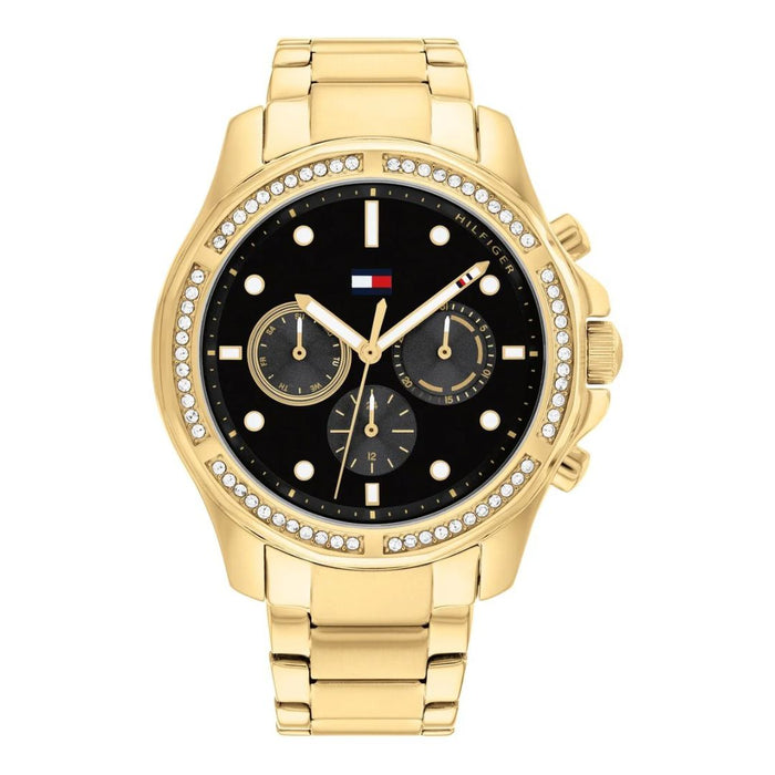 Tommy Hilfiger Gold Chronograph – Black Dial with Crystal Bezel 1782570 - Authentic