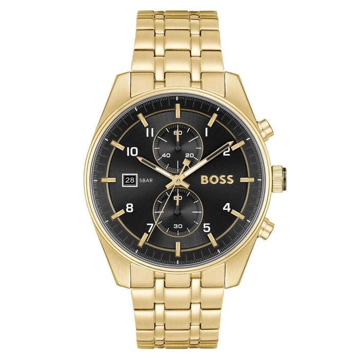 Hugo Boss Pioneer Chronograph Gold Stainless Steel – Black Dial 1514152 - Authentic