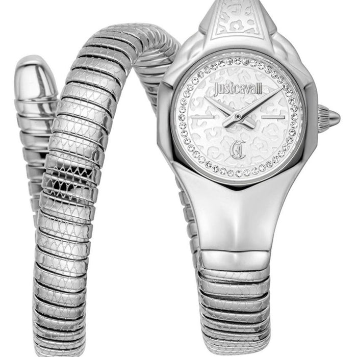 Just Cavalli Serpente Silver White Dial Women’s Watch JC1L354M0015 - Authentic
