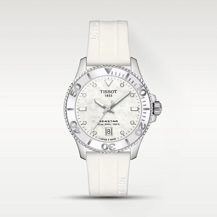 Tissot Seastar 1000 – White Dial | Rubber Strap | 300m Diver t120.210.17.116.00 - Authentic