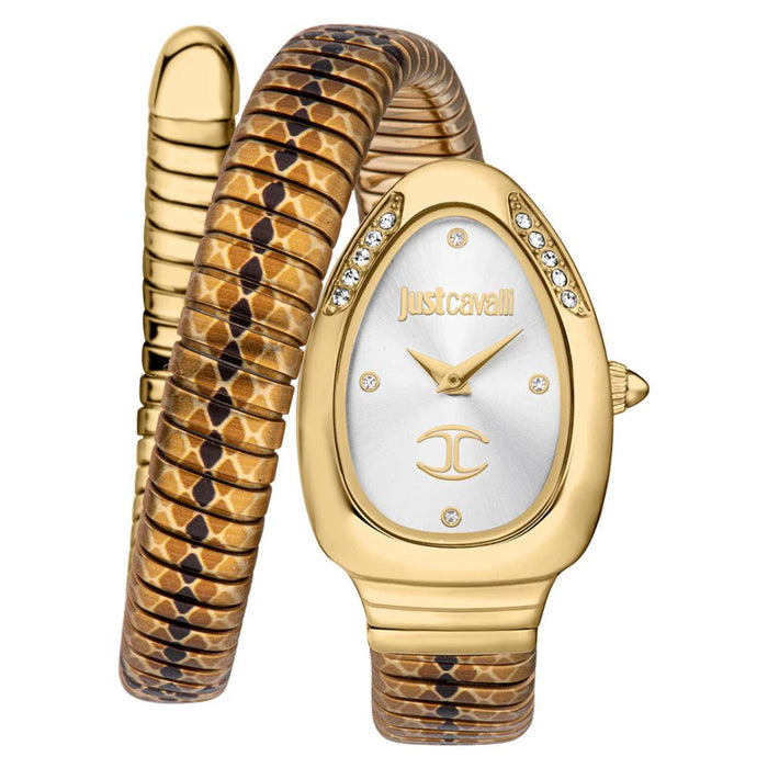Just Cavalli Serpente Gold Snake Print Women’s Watch JC1L251M0025 - Authentic