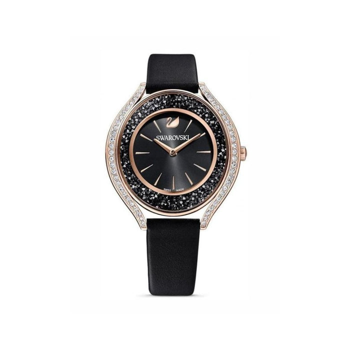 Swarovski Crystalline Oval Women’s Watch – Black Dial, Rose Gold Case 5558634 - Authentic