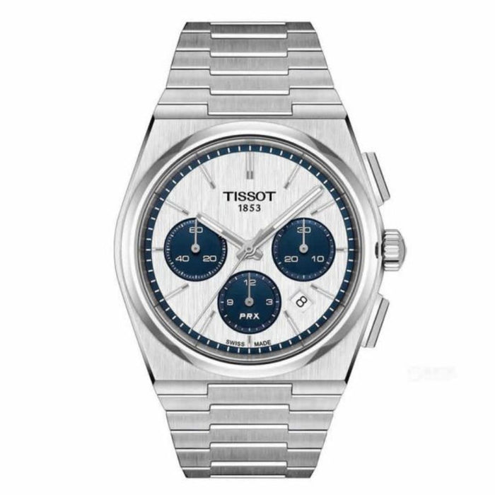 Tissot PRX Chronograph – Silver Dial with Blue Subdials | 42mm T137.427.11.011.01 - Swiss Factory