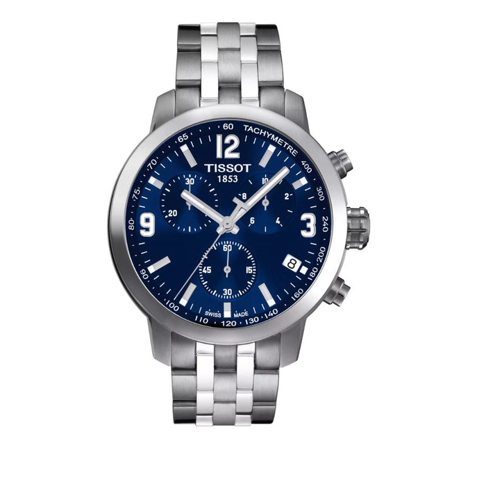 Tissot PRC 200 Chronograph – Blue Dial 42MM | Tachymeter | Stainless Steel t055.417.11.047.00 - Authentic