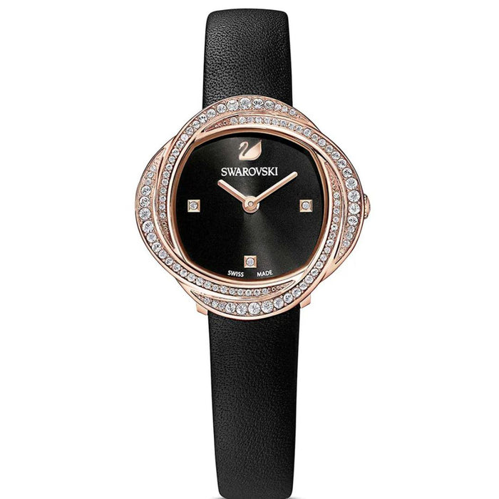 Swarovski Crystal Rose Gold Swiss Made Watch – Leather Strap 5552421 - Authentic