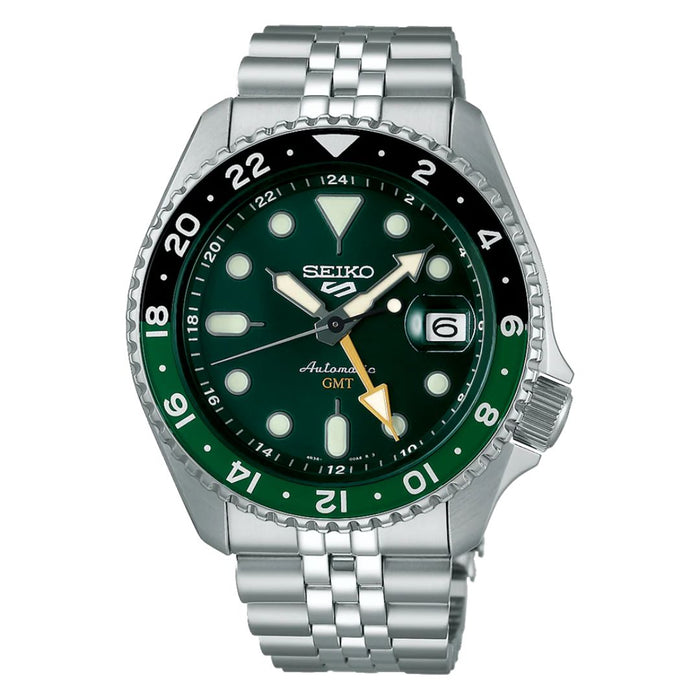 Seiko 5 Sports SKX GMT Diver Bi-Color Green Dial Stainless Steel SSK035K1 - Authentic