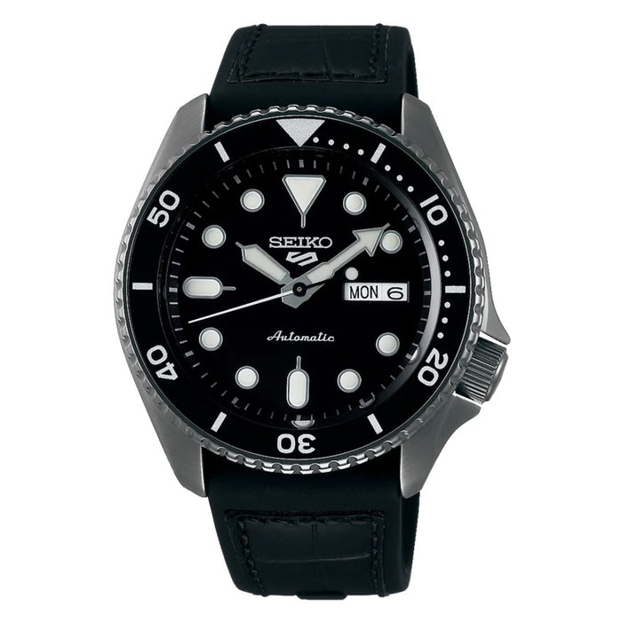 Seiko 5 Sports Automatic Diver Day-Date – Black Dial Leather Strap SRPD65K3 - Authentic