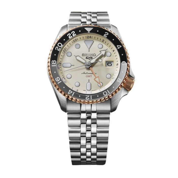 Seiko 5 Sports Automatic GMT Diver – Cream Dial Two-Tone Steel & Rose Gold SSK046K1 - Authentic