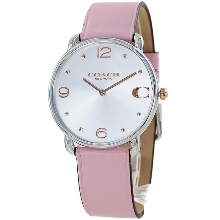 Coach Silver Dial Pink Leather Strap Watch – Women’s Elegant Quartz Timepiece 14504199 - Authentic