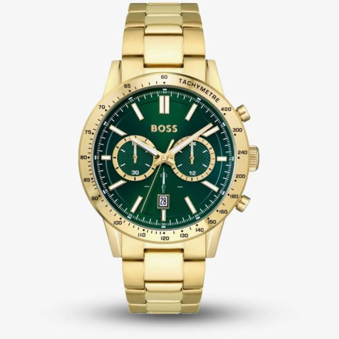Hugo Boss Champion Chronograph – Gold Stainless Steel / Green Dial 1513923 - Authentic
