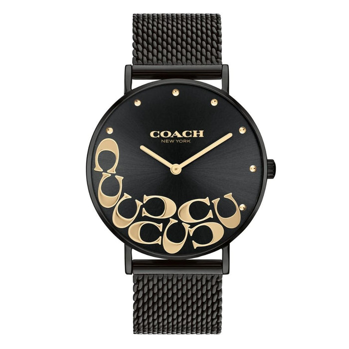 Coach Women’s Minimalist Watch – Black Dial, Gunmetal Mesh Bracelet 14503826 - Authentic
