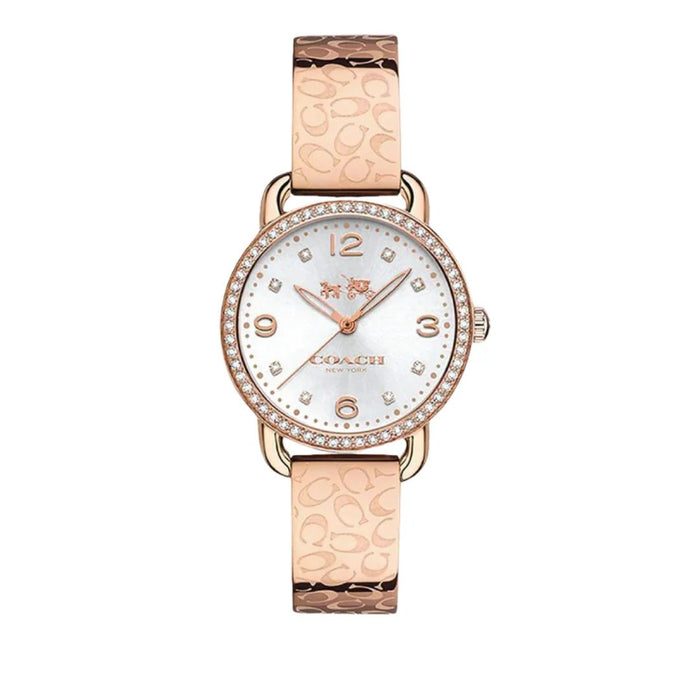 Coach Rose Gold Women’s Watch with Crystal Bezel & Signature Strap 14502355 - Authentic