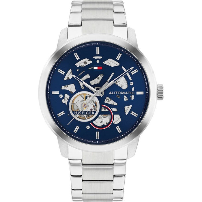 Tommy Hilfiger Men’s Automatic Skeleton Watch with Blue Dial 1710661 - Authentic