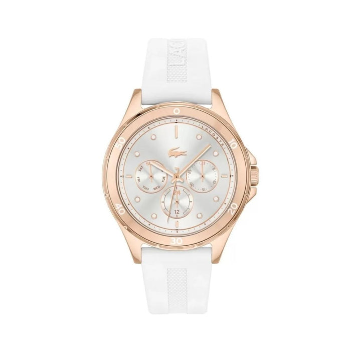 Lacoste Women’s Geneva Chronograph White Silicone & Rose Gold Watch - 2001244 - Authentic