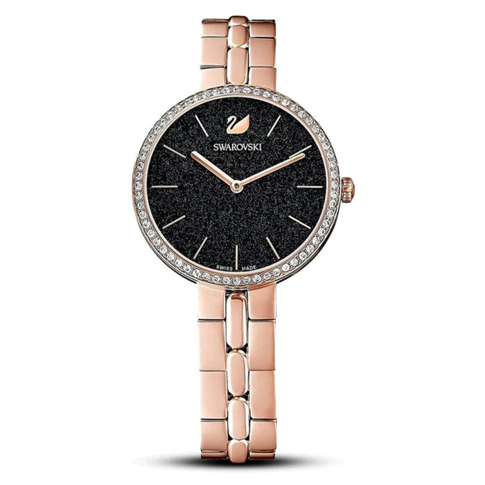 Swarovski Cosmopolitan Rose Gold Black Dial Watch 5517797 - Authentic