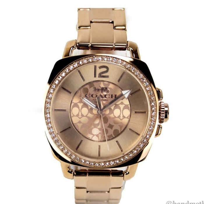 Coach New York Rose Gold Women’s Watch – Crystal Bezel & Signature Dial 14503142 - Authentic