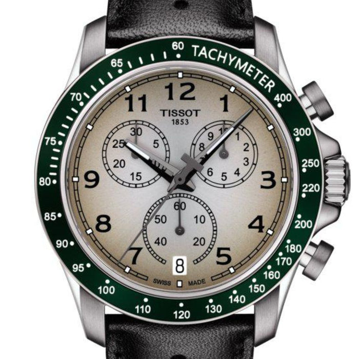 Tissot V8 Chronograph Champagne Dial Green Bezel Black - t106.417.16.032.00 - Swiss Factory