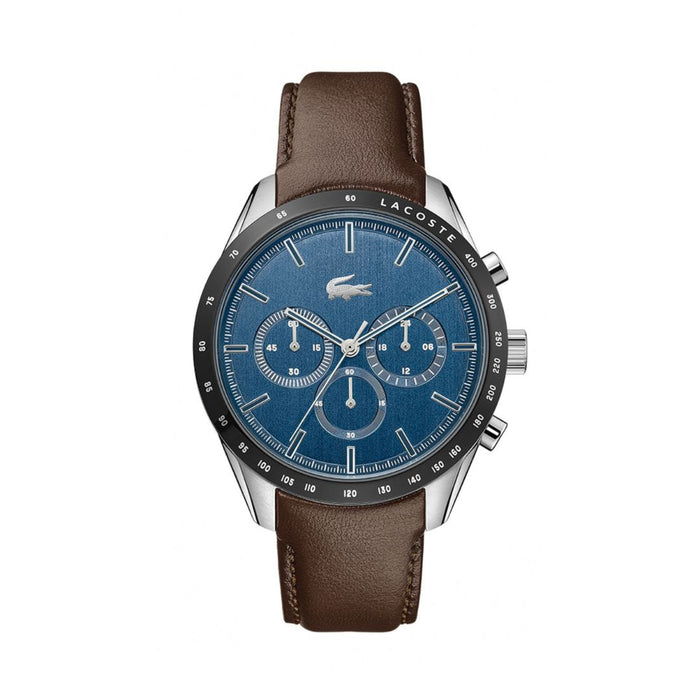 Lacoste Chronograph Men’s Blue Dial Brown Leather Watch - 2011093 - Authentic