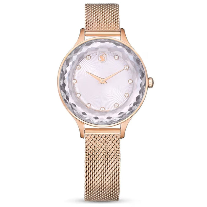 Swarovski Crystalline Aura Women’s Watch – Rose Gold Mesh Strap & Crystal Bezel 5650011 - Authentic