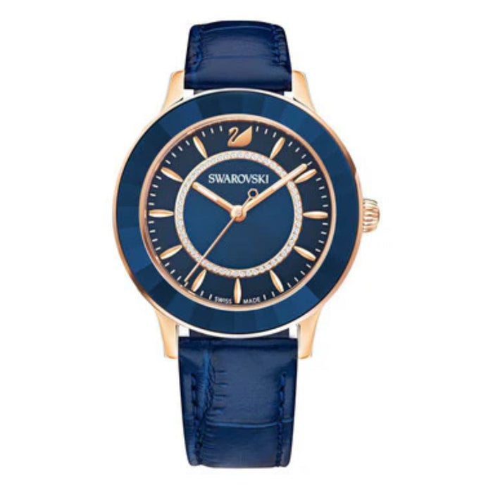 Swarovski Women’s Rose Gold Blue Crystal Watch – Swiss Made 5414413 - Authentic