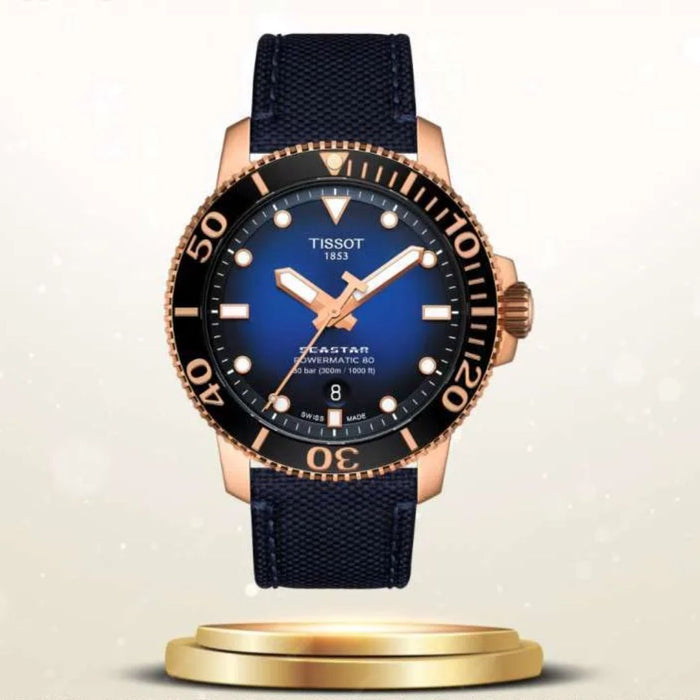 Tissot Seastar 1000 Powermatic 80 Rose Gold & Blue Dial Watch t120.407.37.041.00 - Swiss Factory