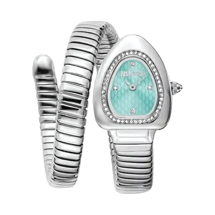 Just Cavalli Serpente Aqua Dial Silver Stainless Steel JC1L249M0015 - Authentic