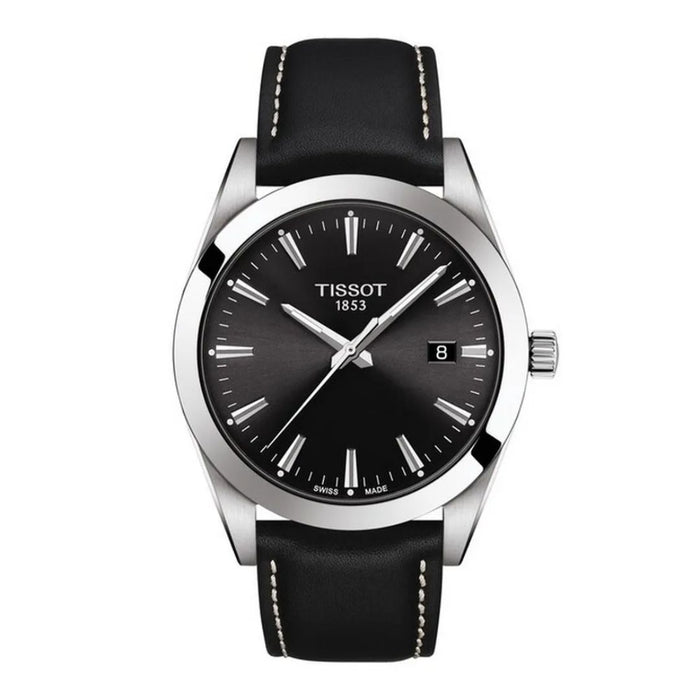 Tissot Gentleman Quartz 40MM – Silver Dial | Black Leather Strap | t127.410.16.051.00 - Authentic