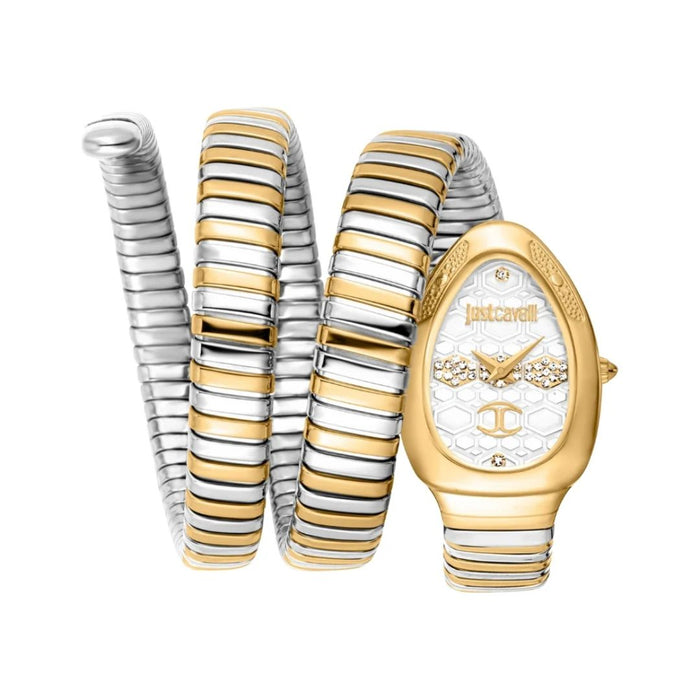 Just Cavalli Serpente Two-Tone White Dial Women’s Watch JC1L232M0055 - Authentic