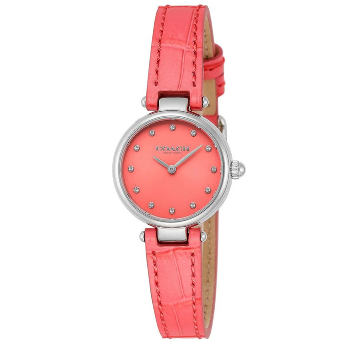 Coach Women’s Silver Quartz Watch – Coral Dial with Crystal Markers 14503536 - Authentic