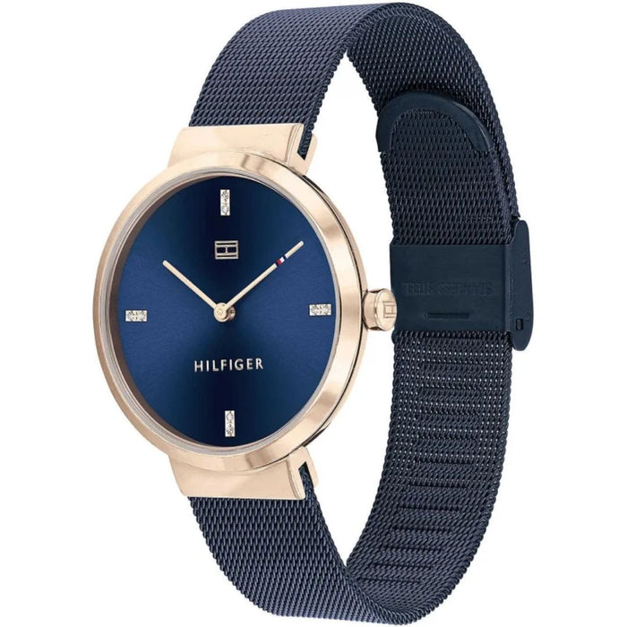 Tommy Hilfiger Blue Dial Gold Case & Blue Mesh Watch for Women 1782219 - Authentic
