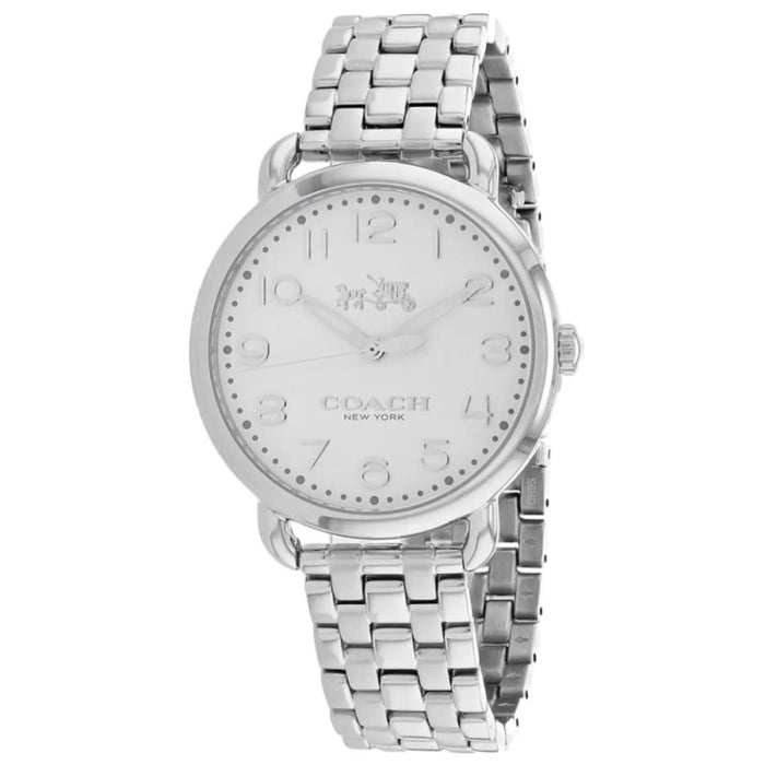 Coach New York Silver Round Women’s Watch – White Dial & Stainless Steel Bracelet 14502260 - Authentic