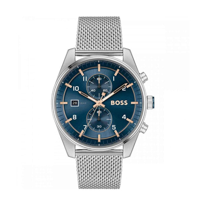 Hugo Boss Hero Sport Chronograph – Blue Dial, Silver Mesh Strap 1514149 - Authentic