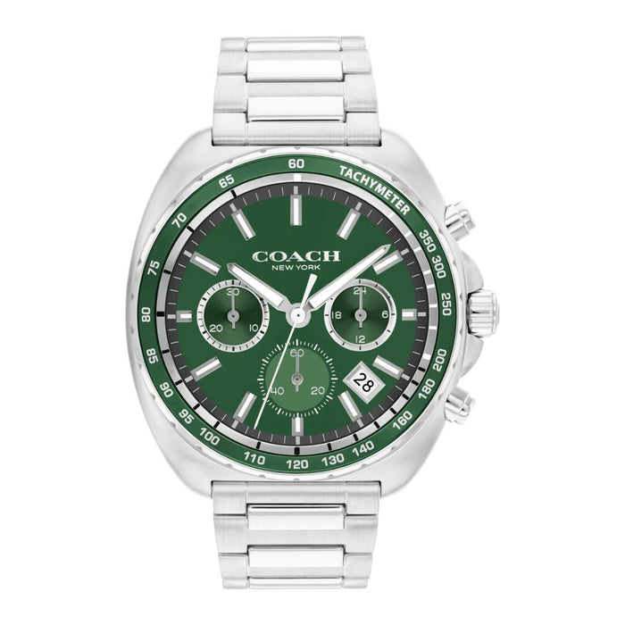 Coach Men’s Chronograph Watch – Green Dial, Stainless Steel Bracelet 14602701 - Authentic