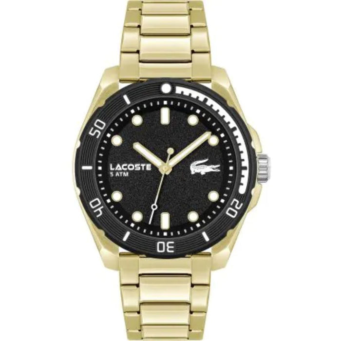 Lacoste Men's Key West Gold-Tone Black Dial Watch - 2011287 - Authentic