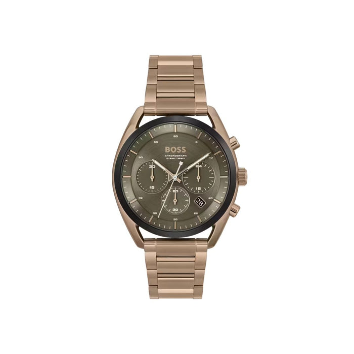 Hugo Boss Chronograph Men’s Watch – Rose Gold & Olive Green 1514094 - Authentic