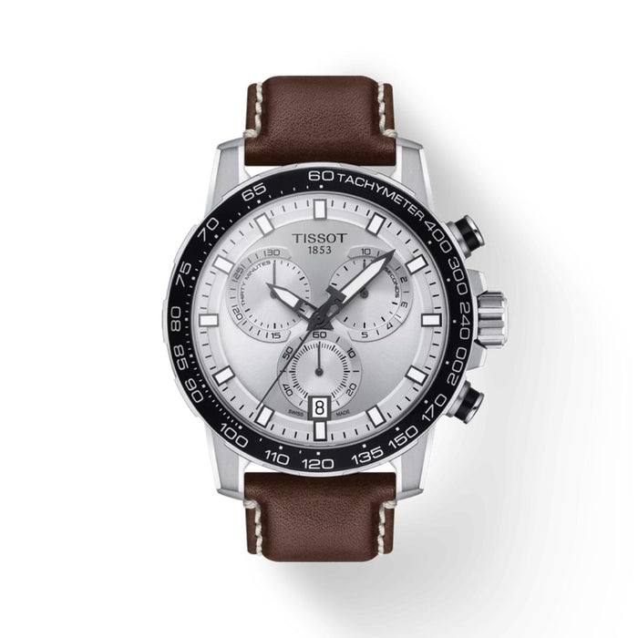 Tissot Chronograph Silver Dial with Brown Leather – Classic Sport t125.617.16.031.00 - Authentic