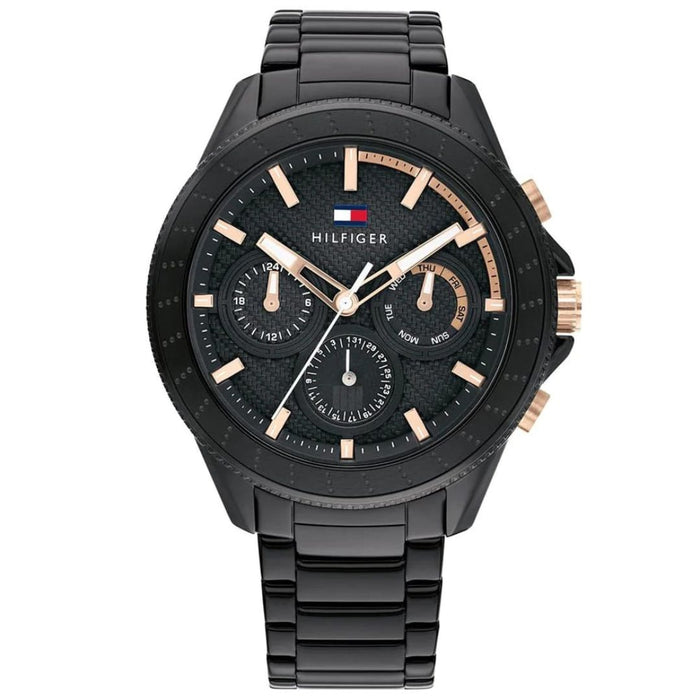 Tommy Hilfiger Men’s Black & Rose Gold Multi-Function Watch 1791858 - Authentic