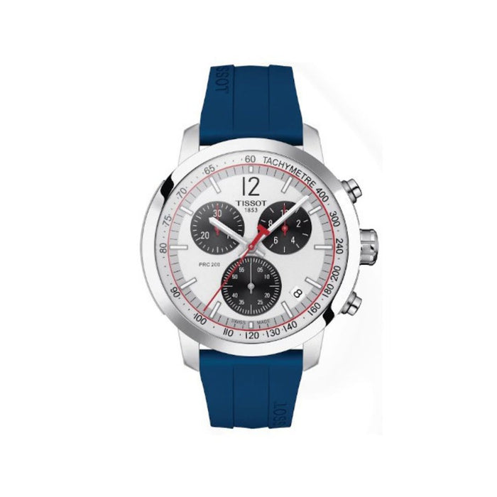 Tissot PRC 200 Chronograph – Blue Strap | White Dial | 42mm t114.417.17.037.00 (Swiss Factory)