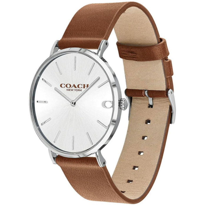 Coach Classic Slim Watch – Silver Dial with Brown Leather Strap 14602152 - Authentic