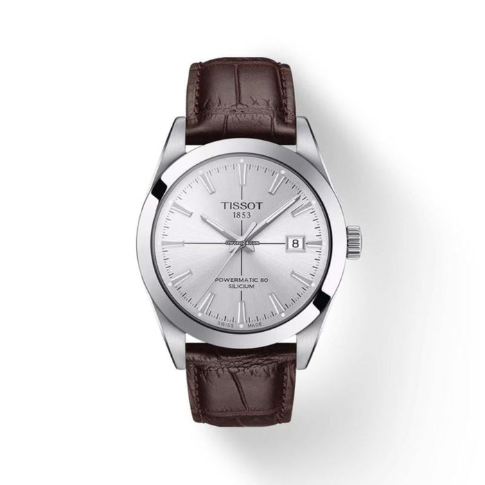 Tissot Gentleman Powermatic 80 Silicium Silver Dial – Brown Leather Strap - T127.407.16.031.00 - Authentic