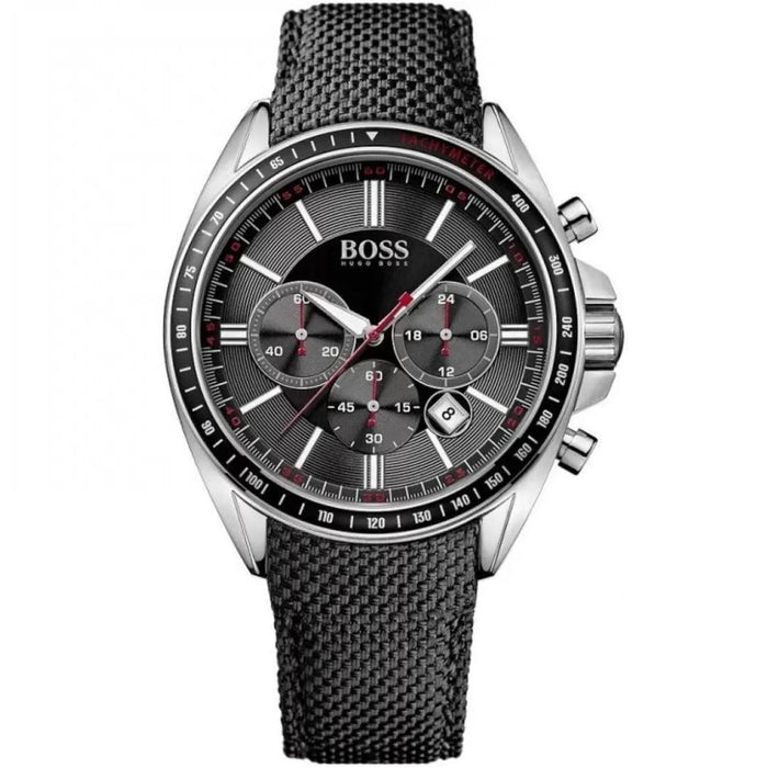 Hugo Boss Black Chronograph Men's Watch – Textured Nylon Strap 1513087 - Authentic