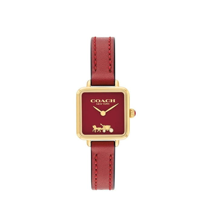 Coach Women’s Square Quartz Watch – Gold Case with Burgundy Dial 14504226 - Authentic