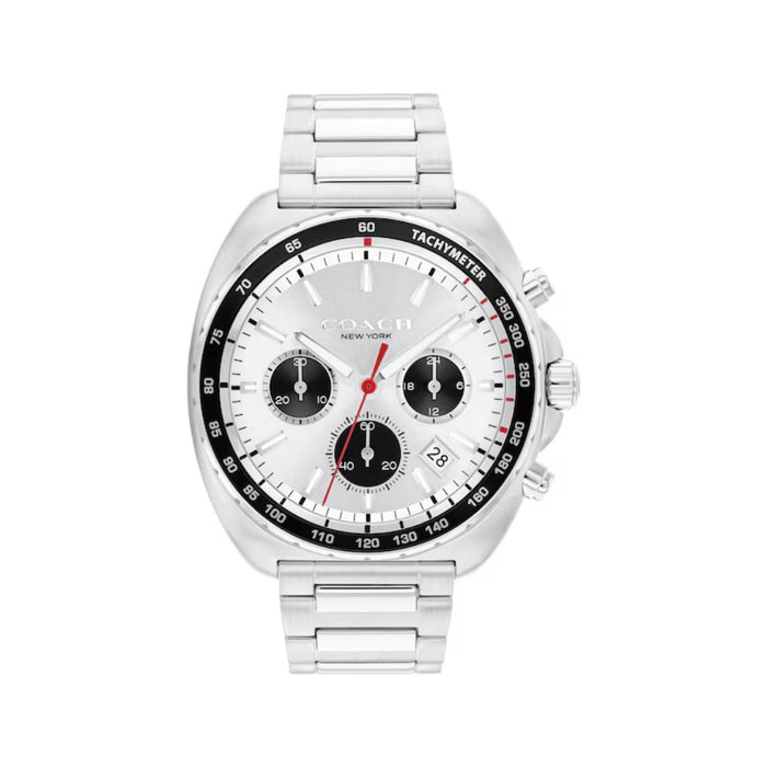Coach Men’s Chronograph Watch – Stainless Steel Case & Bracelet, White Dial 14602702 - Authentic