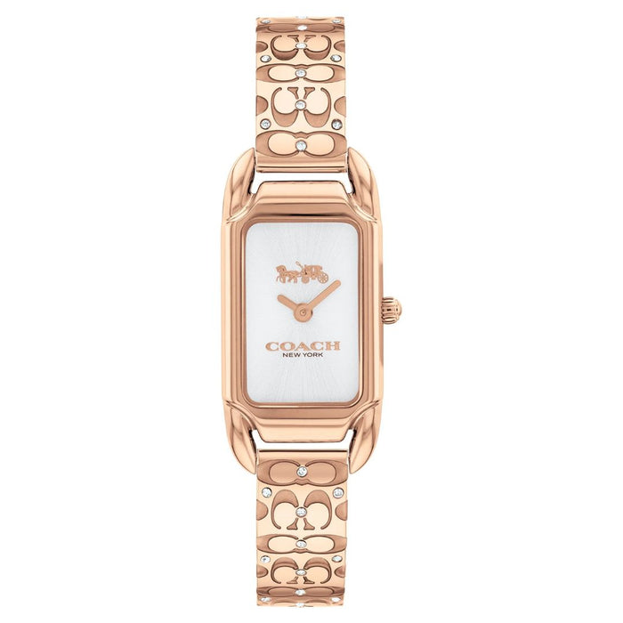 Coach Women’s Rectangular Quartz Watch – Rose Gold Tone Bracelet with Crystal Accents 14504197 - Authentic