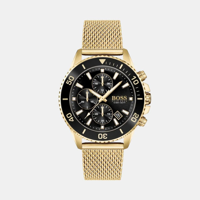 Hugo Boss Black & Gold Mesh Chronograph Men’s Watch – 48mm 1513906 - Authentic