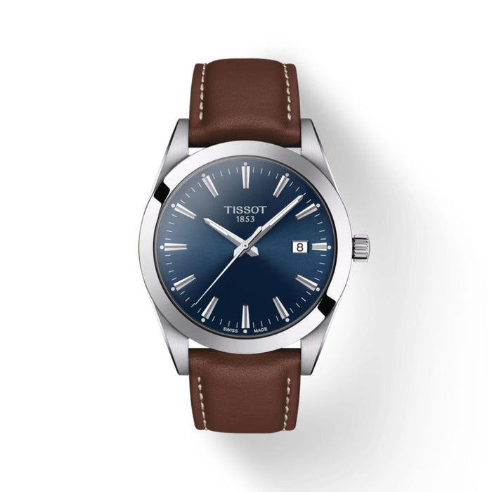 Tissot Gentleman Quartz – Blue Dial | Brown Leather Strap | t127.410.16.041.00 - Authentic