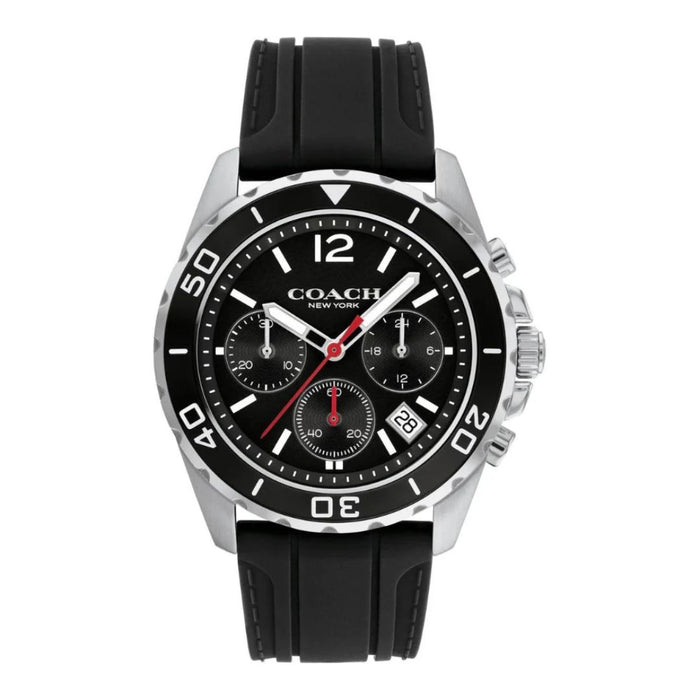 Coach Chronograph Watch – Black Dial & Black Silicone Strap 14602565 - Authentic