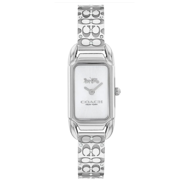 Coach Women’s Rectangular Quartz Watch – Silver Tone Bracelet with Crystal Accents 14504147 - Authentic